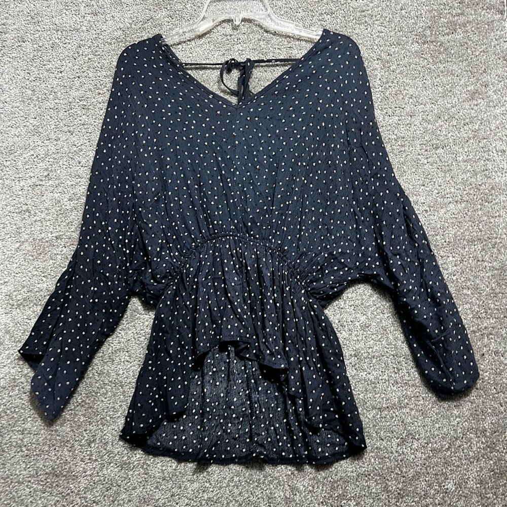 White Burch Woman’s Dolman Floral Blouse Blue Size Small